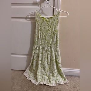 Petticoat Alley Lime Green White Lace Overlay Dress Size XS